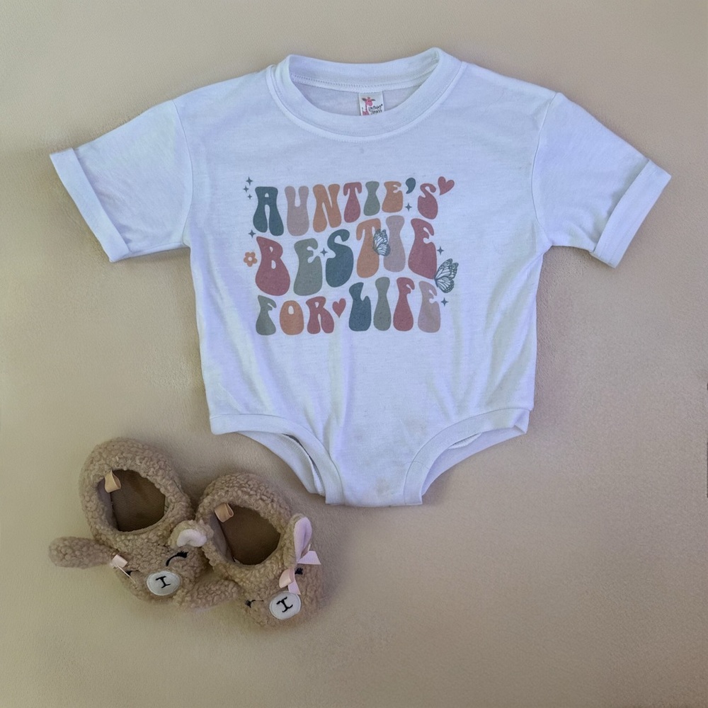 Auntie's Bestie White Baby Onesie